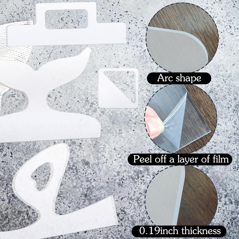 LYMOI 4 Pcs Router Templates for Woodworking, Acrylic Charcuterie Board Handles Template, Clear Cutting Board Template, Angled Curvy Tracing Stencils Guide Tools for Kitchen (Mermaid Style) - Image 3